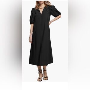 & Other Stories Black Puff Sleeve Cotton Dress Size 10